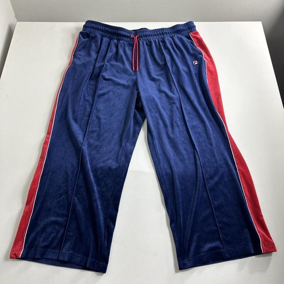 Fila Women's Plus Size Valery Mid-Rise Drawstring Velour Track Pants Size 3X - Picture 2 of 8